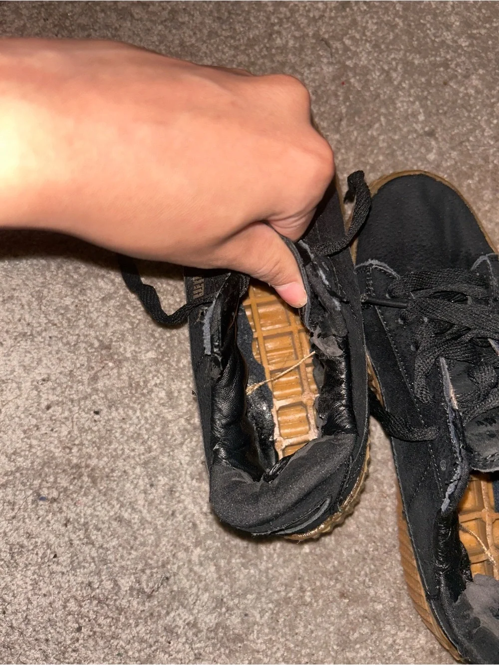 Puma Kids Black Sneakers with Brown Gum Sole